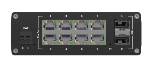 Switch industrial gestionable con 8 puertos 10/100/1000 con POE (30W por canal) + 2  SFP ( 1 Gbps)